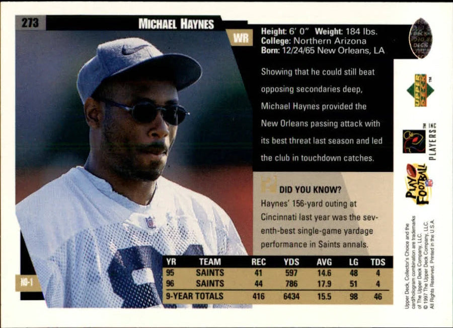 1997 Upper Deck Michael Haynes Football Card #273