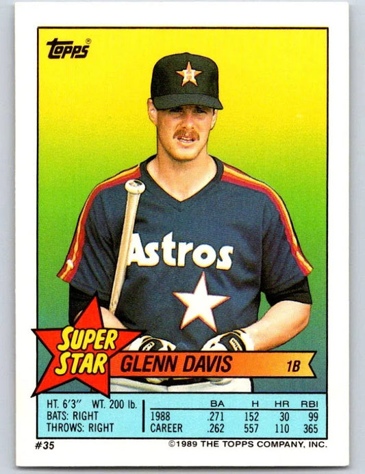 1989 Topps Super Star Sticker Glen Davis Baseball Card #35