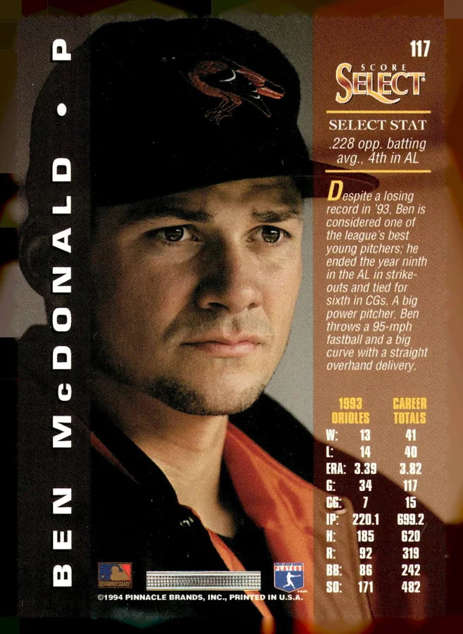 1994 Score Select Ben McDonald Baseball Card #117