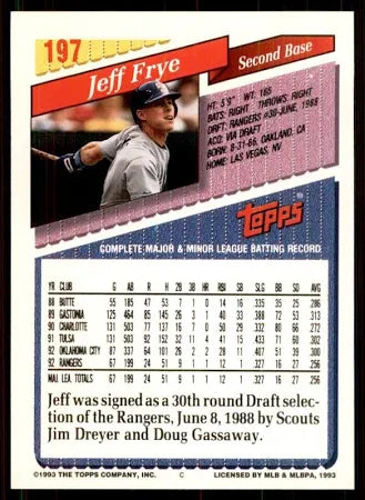 1993 Topps Jeff Frye Baseball Card #197
