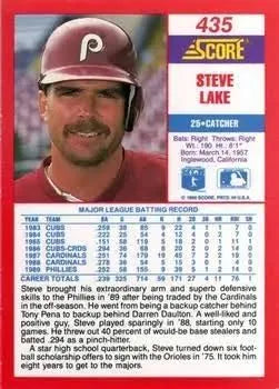 1990 Score Steve Lake Baseball Card #435