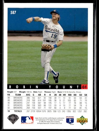1993 Upper Deck Robin Yount Baseball Card #587