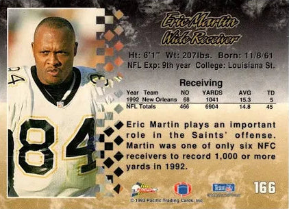 1993 Pacific Eric Martin Football Card #166