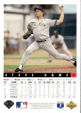 1993 Upper Deck Steve Howe Baseball Card #707