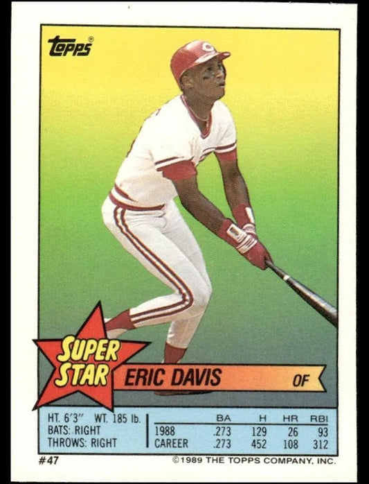 1989 Topps Super Star Sticker Eric Davis Baseball Card #47