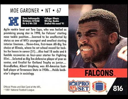 1991 NFL Pro Set Moe Gardner Football Card #816