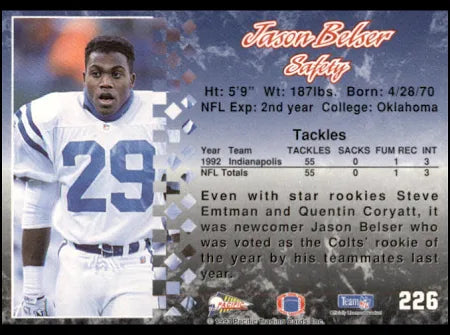 1993 Pacific Jason Belser Football Card #226