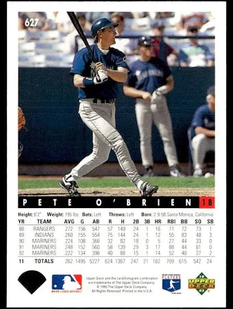 1993 Upper Deck Pete O'Brien Baseball Card #627