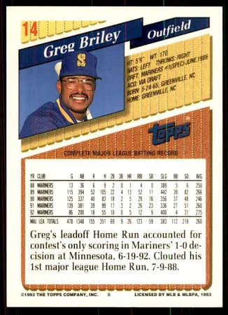 1993 Topps Greg Briley Baseball Card #14