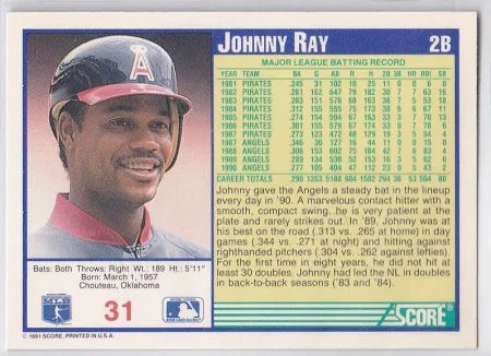 1991 Score Johnny Ray Baseball Card #31