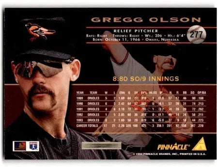1994 Pinnacle Gregg Olson Baseball Card #277
