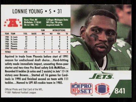 1991 NFL Pro Set Lonnie Young Football Card #841