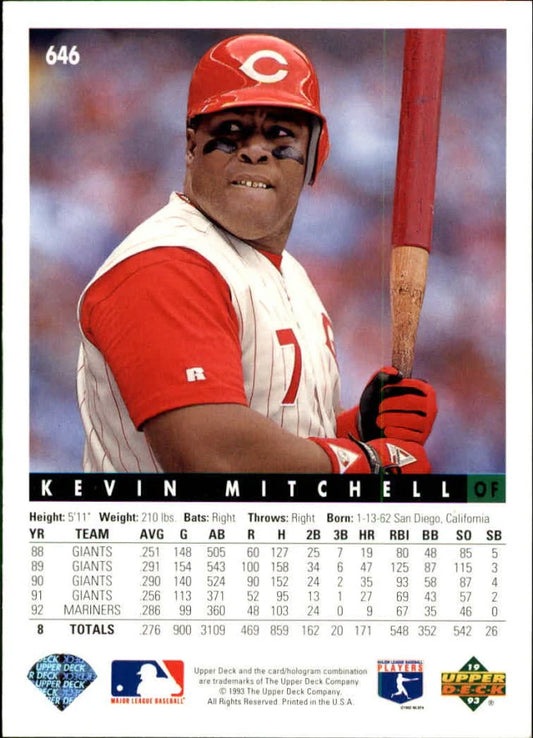 1993 Upper Deck Kevin Mitchell Baseball Card #646