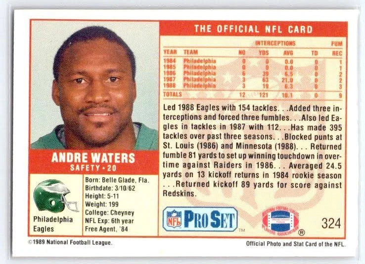 1989 NFL Pro Set Andre Waters Football Card #324