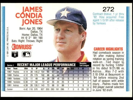1992 Donruss James Condia Jones Baseball Card #272