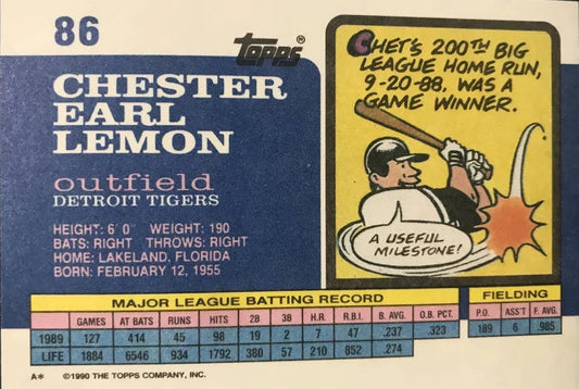 1990 Topps Chester Earl Lemon Baseball Card #86