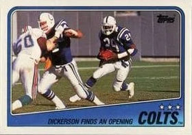 1988 Topps Indianapolis Colts 1987 Team Leaders Eric Dickerson, Bill Brooks, Mike Prior, Duane Bickett Football Card #116