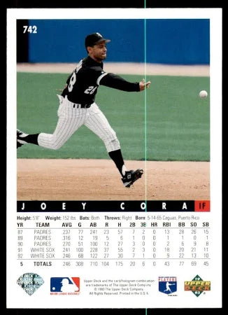 1993 Upper Deck Joey Cora Baseball Card #742
