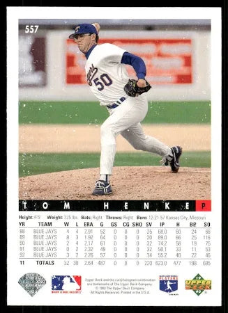 1993 Upper Deck Tom Henke Baseball Card #557
