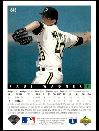 1993 Upper Deck Paul Wagner Baseball Card #643