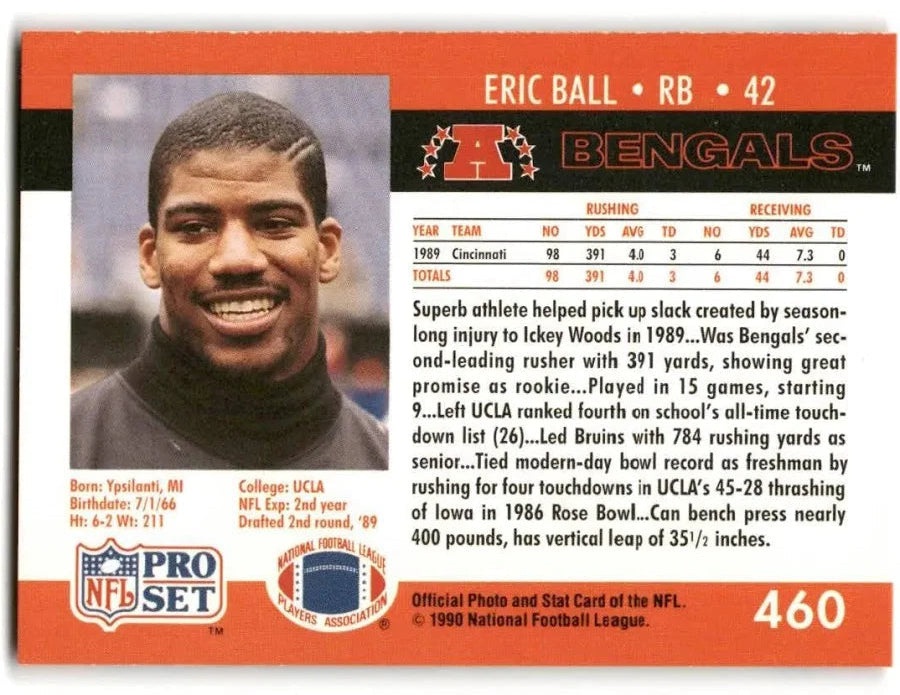 1990 NFL Pro Set Eric Ball Football Card #460