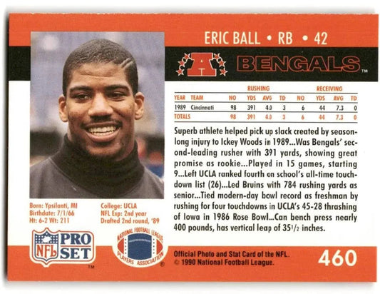 1990 NFL Pro Set Eric Ball Football Card #460