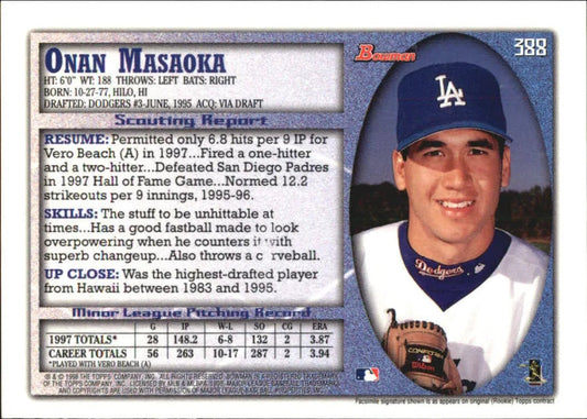 1998 Bowman Chrome Onan Masaoka Baseball Card #388