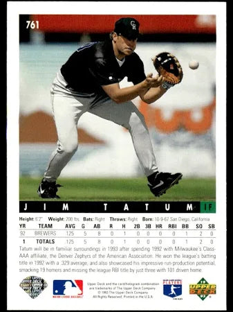 1993 Upper Deck Jim Tatum Baseball Card #761