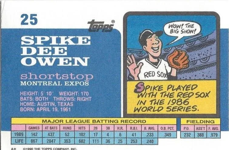 1990 Topps Spike Dee Owen Baseball Card #25