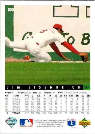 1993 Upper Deck Jim Eisenreich Baseball Card #800